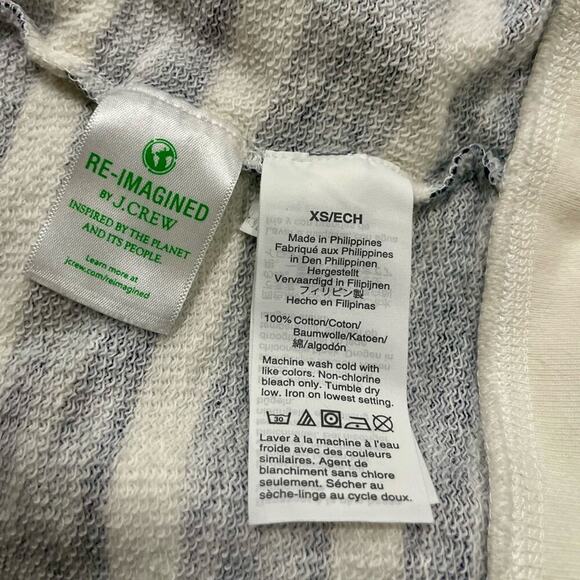 J.CREW HOODIE CROPPED 100% COTTON NAVY/IVORY SZ XS NAUTICAL SAILOR CORE - Picture 4 of 11